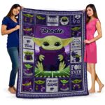 custom kansas state wildcats baby yoda purple blanket best selling