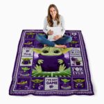 custom kansas state wildcats baby yoda purple blanket best selling