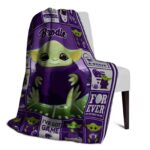 custom kansas state wildcats baby yoda purple blanket best selling