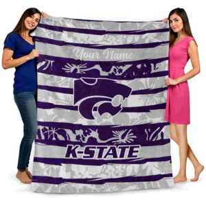 custom kansas state wildcats floral stripes purple white blanket fashion forward