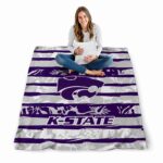 custom kansas state wildcats floral stripes purple white blanket best selling