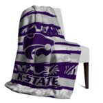 custom kansas state wildcats floral stripes purple white blanket best selling