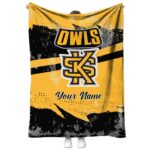 Custom Kennesaw State Owls Grunge Streaks Gold Blanket 1 custom kennesaw state owls grunge streaks gold blanket best selling