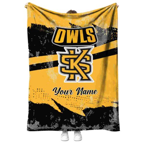 custom kennesaw state owls grunge streaks gold blanket best selling