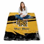 custom kennesaw state owls grunge streaks gold blanket best selling