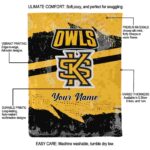 custom kennesaw state owls grunge streaks gold blanket best selling
