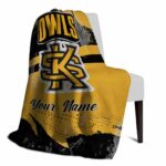 custom kennesaw state owls grunge streaks gold blanket best selling