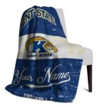 custom kent state golden flashes grunge texture navy blue white blanket best selling