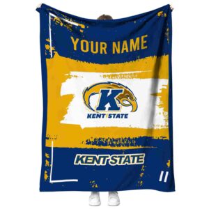 custom kent state golden flashes paint strokes navy blue white blanket best selling
