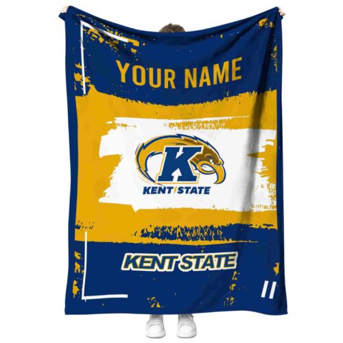 custom kent state golden flashes paint strokes navy blue white blanket best selling