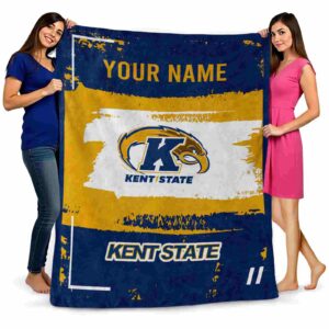 custom kent state golden flashes paint strokes navy blue white blanket fashion forward