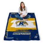 custom kent state golden flashes paint strokes navy blue white blanket high quality