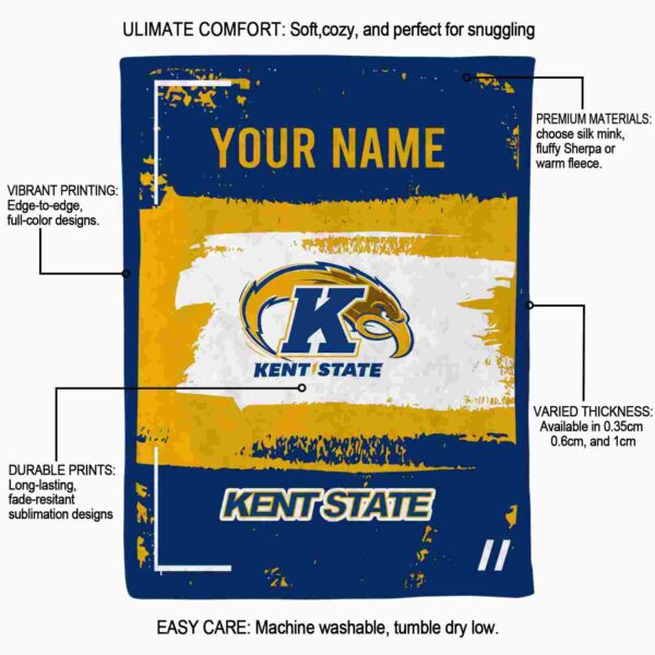 custom kent state golden flashes paint strokes navy blue white blanket new arrival