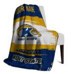 custom kent state golden flashes paint strokes navy blue white blanket top rated