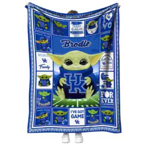 custom kentucky wildcats baby yoda blue blanket best selling