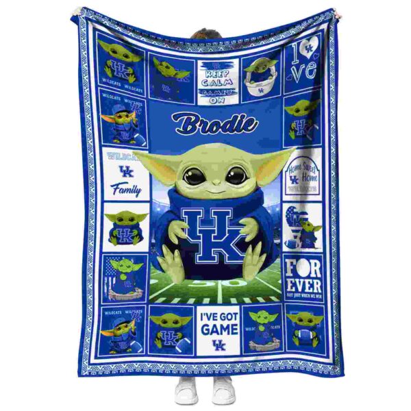 custom kentucky wildcats baby yoda blue blanket best selling