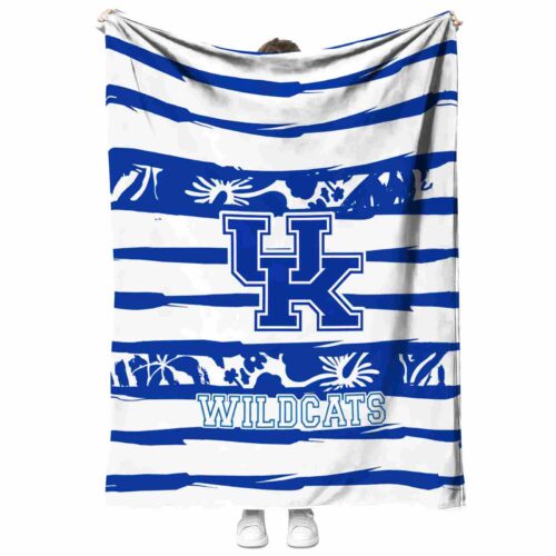 custom kentucky wildcats floral stripes blue white blanket best selling