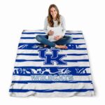 custom kentucky wildcats floral stripes blue white blanket high quality