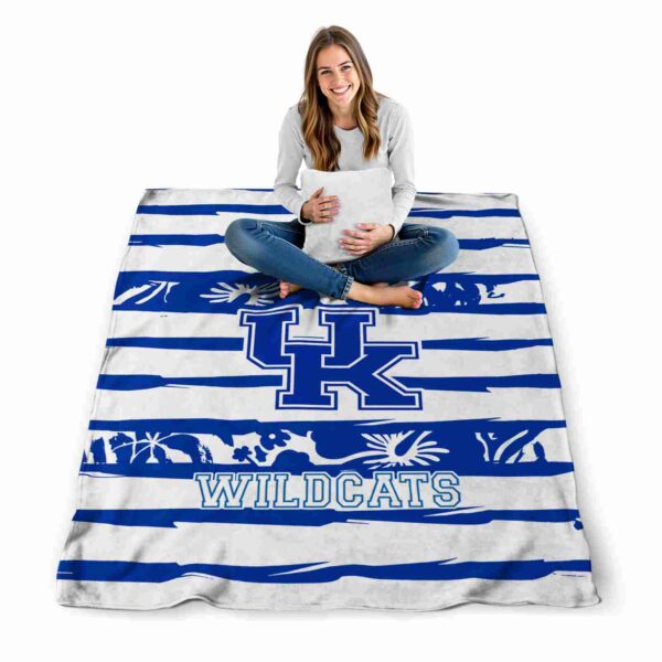 custom kentucky wildcats floral stripes blue white blanket high quality