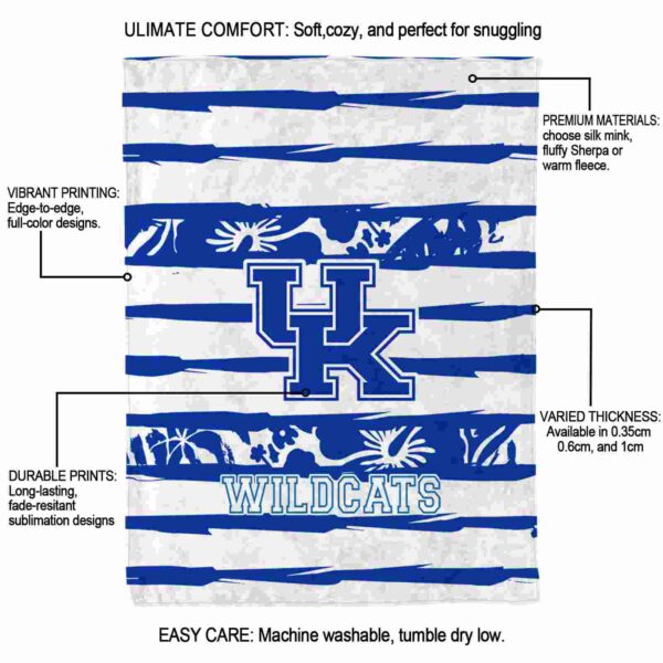 custom kentucky wildcats floral stripes blue white blanket new arrival