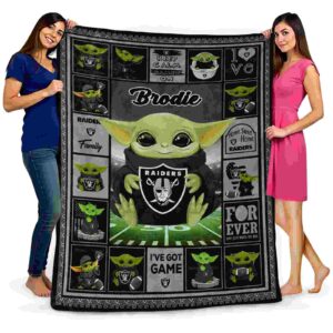 custom las vegas raiders baby yoda black blanket fashion forward