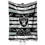 custom las vegas raiders floral stripes black white blanket best selling