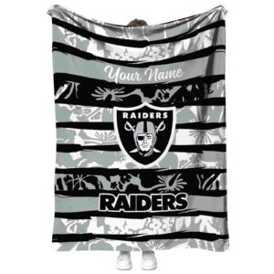 custom las vegas raiders floral stripes black white blanket best selling