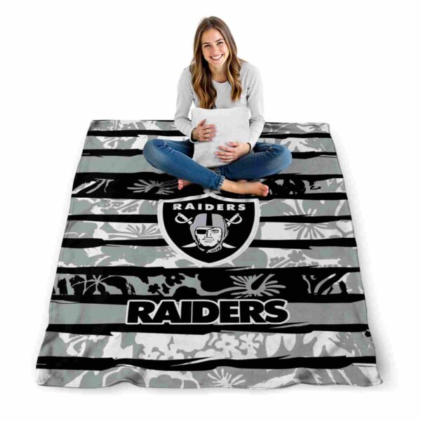 custom las vegas raiders floral stripes black white blanket high quality