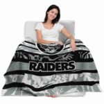 custom las vegas raiders floral stripes black white blanket latest model