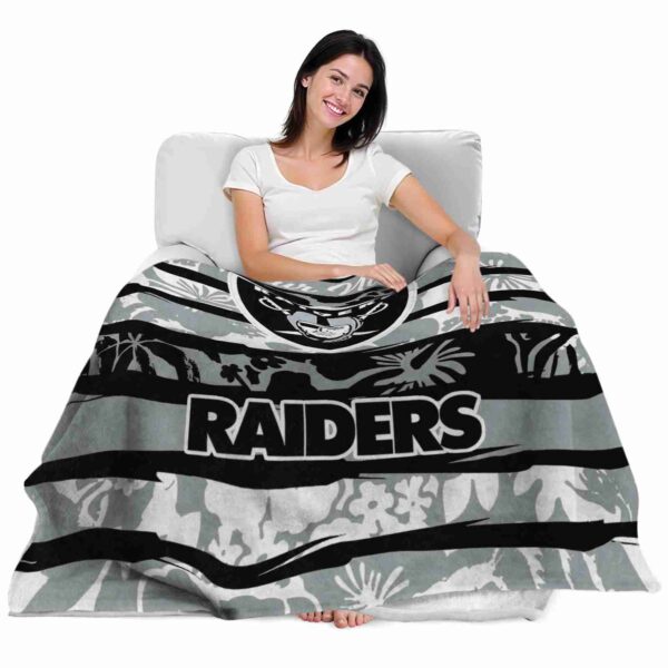custom las vegas raiders floral stripes black white blanket latest model