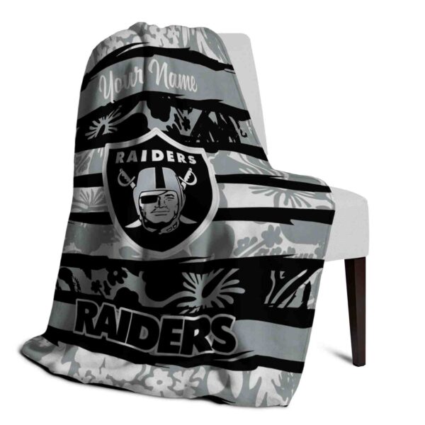 custom las vegas raiders floral stripes black white blanket top rated