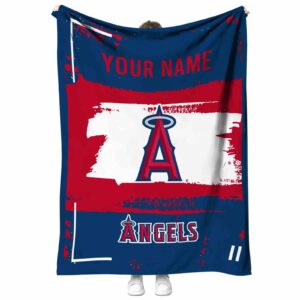 custom los angeles angels paint strokes blue white blanket best selling