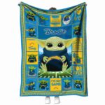 custom los angeles chargers baby yoda blue blanket best selling