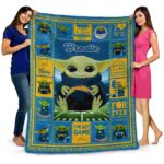 custom los angeles chargers baby yoda blue blanket fashion forward