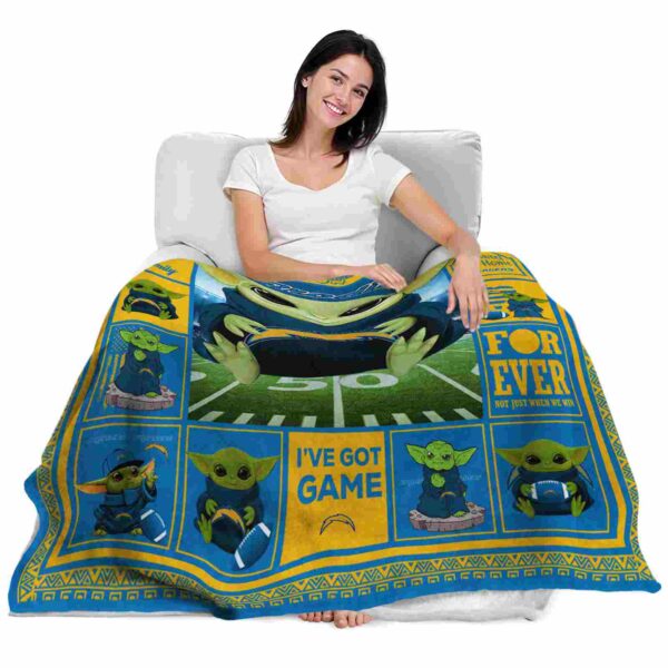 custom los angeles chargers baby yoda blue blanket latest model