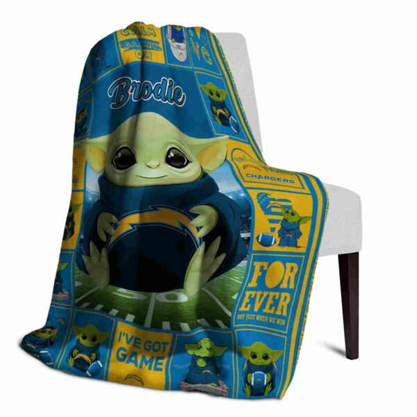 custom los angeles chargers baby yoda blue blanket top rated