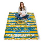 custom los angeles chargers floral stripes blue white blanket best selling