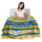 custom los angeles chargers floral stripes blue white blanket best selling