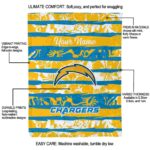 custom los angeles chargers floral stripes blue white blanket best selling