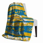 custom los angeles chargers floral stripes blue white blanket best selling