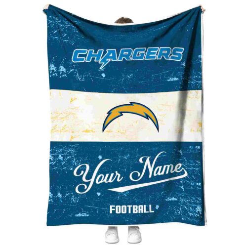 custom los angeles chargers grunge texture blue white blanket best selling