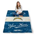 custom los angeles chargers grunge texture blue white blanket high quality