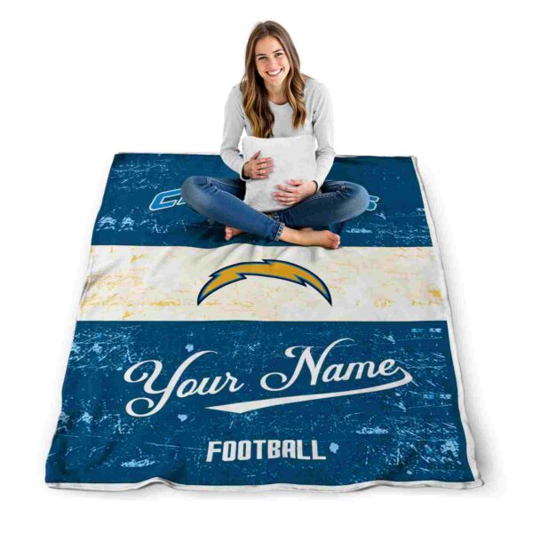 custom los angeles chargers grunge texture blue white blanket high quality