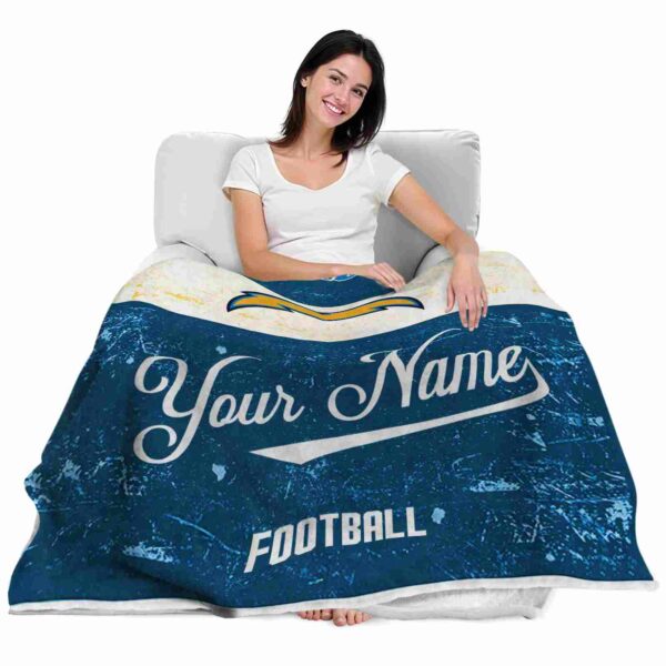 custom los angeles chargers grunge texture blue white blanket latest model