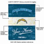 custom los angeles chargers grunge texture blue white blanket new arrival