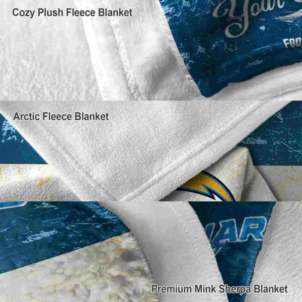 custom los angeles chargers grunge texture blue white blanket premium grade