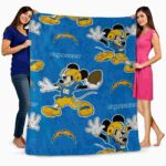 custom los angeles chargers mickey blue blanket fashion forward