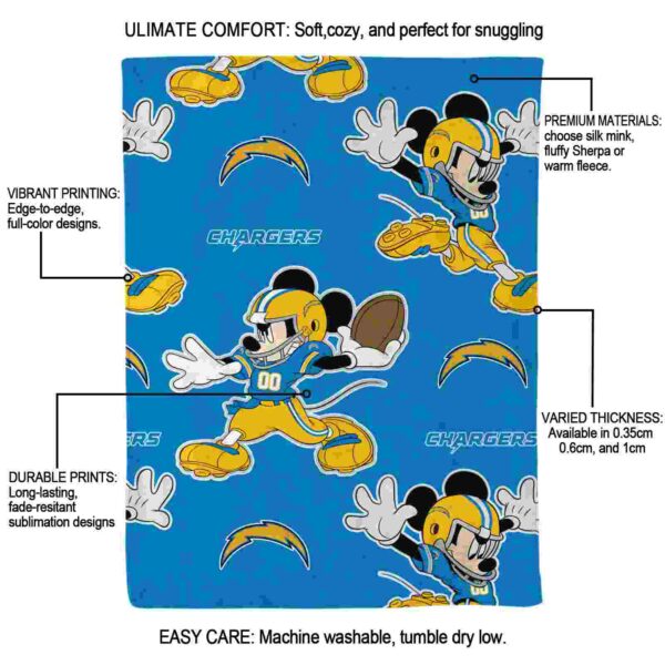 custom los angeles chargers mickey blue blanket new arrival