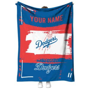 custom los angeles dodgers paint strokes blue white blanket best selling