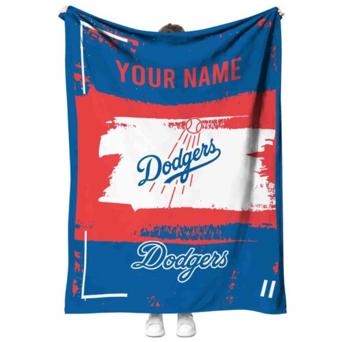 custom los angeles dodgers paint strokes blue white blanket best selling